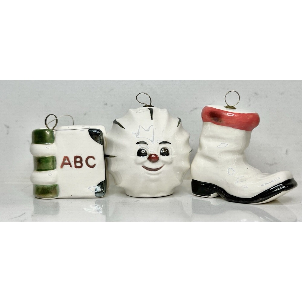 Goebel Christmas Tree Ornaments Lot Of 3 Moon Boot Book